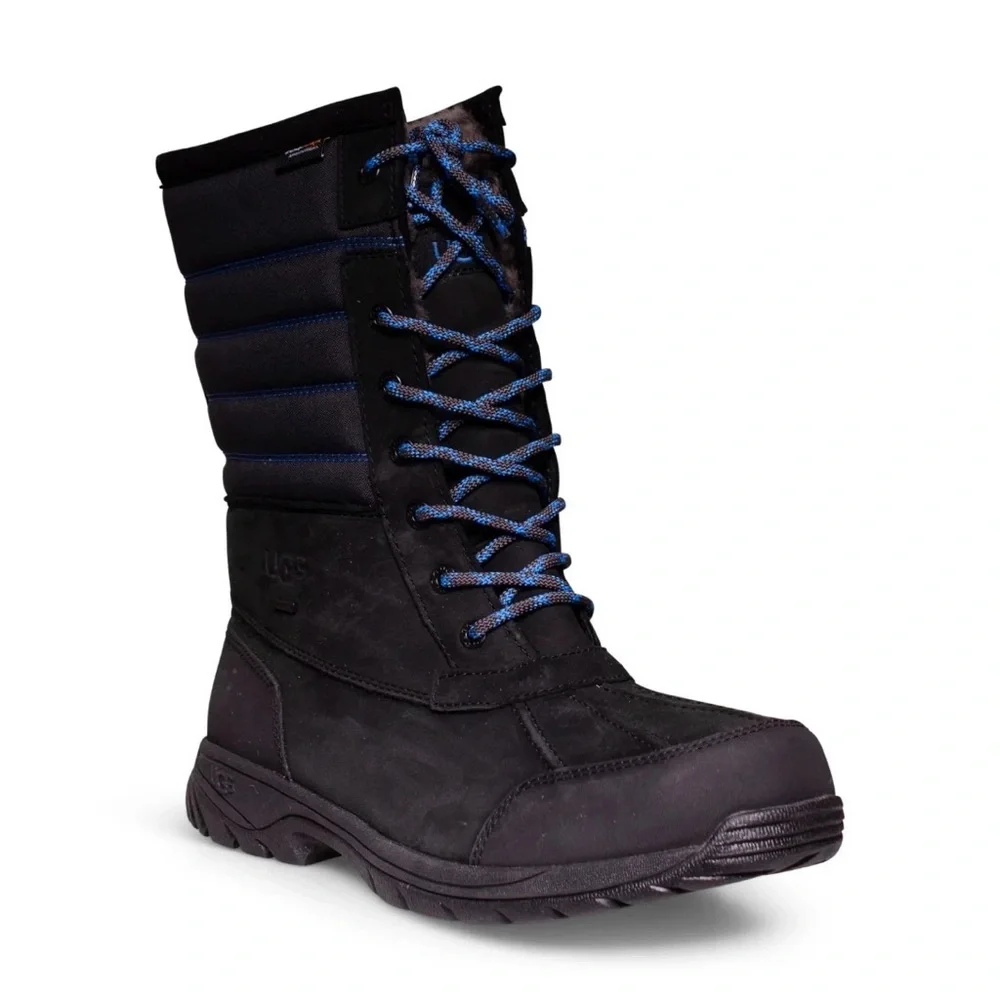 UGG BUTTE QUILTED BLACK BIG SKY LEATHER WATERPROOF WINTER MEN'S BOOTS SIZE US 13